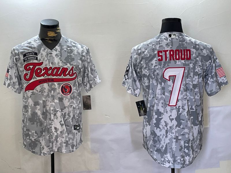 Men Houston Texans #7 Stroud Nike Arctic Camo 2024 Salute to Service Limited NFL Jersey style 1